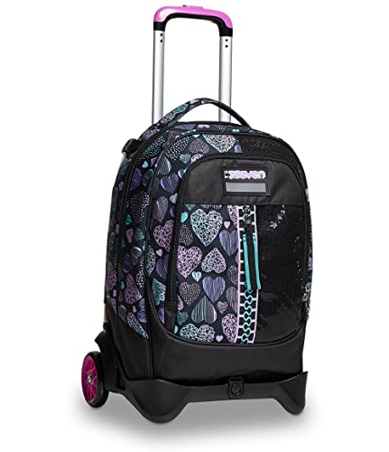Seven S.p.a. Trolley Jack Seven® 2 RUOTE - PATCHYHEART Girl, Unisex - Bambini und Ragazzi Trolley Jack Seven® 2 RUOTE - PATCHYHEART Girl, Jet Black, Taglia Unica -