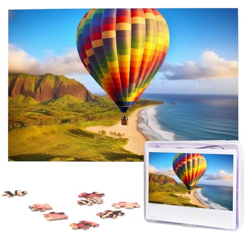 Hawaii Heißluftballon Puzzles 1000 Teile Personalisierte Puzzles Fotos Puzzle für Familie Bild Puzzle für Erwachsene Hochzeit Geburtstag (29,5 Zoll x 19,7 Zoll)