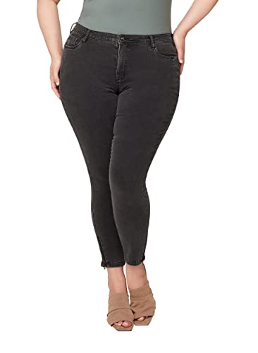 Zizzi Damen Große Größen Cropped Super Slim Fit Jeans Gr 42 Grau