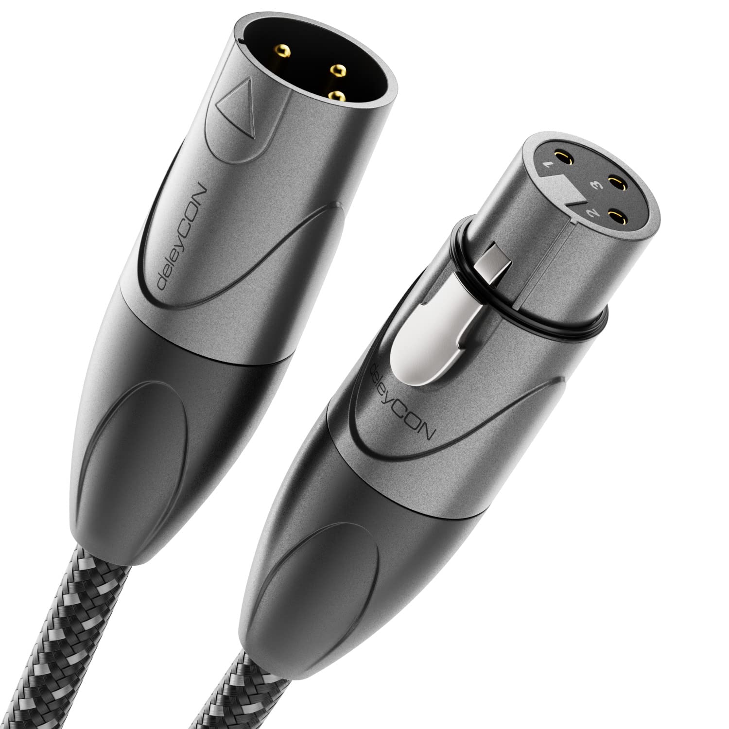 deleyCON 10m XLR Audio Kabel - Studio Qualität - aus reinem OFC Kupfer (AWG21) - Mikrofonkabel mit Baumwollmantel - mit Metallverriegelung & Vergoldeten Kontakten - 3 Polig DMX