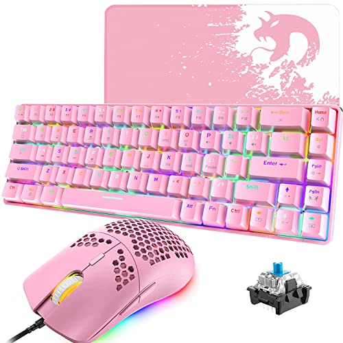 Keyboard and Mouse Set 3 in 1 Pink