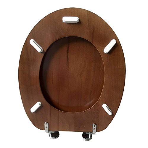 WC-Sitz Retro-Toilettendeckel mit verlangsamter Massivholz-Ultra-Resistant-Oberseite, fester U/V/O-Form-kompatibler WC-Sitzbezug, OneColor-40~48cm*33~38cm