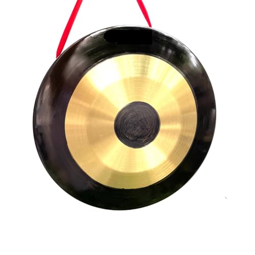 Ptatt traditionelles chinesisches Percussion -Instrument, Black Edged Gong Eröffnungszeremonie Gongs mit schwarzen Kreisen mit Kupfergongs für Hochzeitseröffnungsfei black gold-36cm