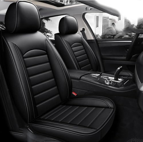VINAUD Auto Schonbezug Set für Nissan Qashqai J12 2021 2022 2023 Leder Autositzbezüge Sitzschoner für Vordersitze und Rücksitze.,A-Black Style