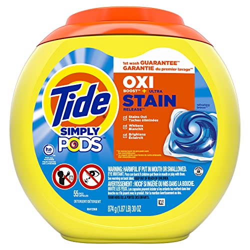 Tide Simply Pods + Oxi Flüssigwaschmittel, Kapseln, Erfrischende Brise, 55 Stück