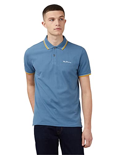 Ben Sherman Herren-Poloshirt, kurzärmelig, normale Passform, Blau (Blue Shadow), S