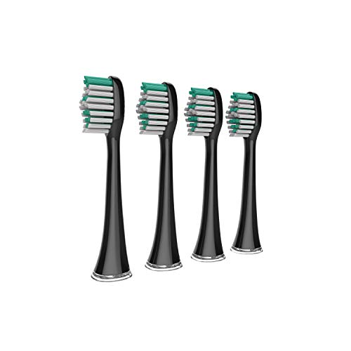IKOHS Sonic Pearl Ersatz-Zahnbürstenköpfe für Ultraschall-Zahnbürste, 4 Stück, für SONIC PEARL Ultraschallzahnbürste (Packung mit 4 Bürsten, schwarz)