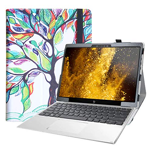 LiuShan Kompatibel mit HP Elite x2 G4 Tablet-Hülle, PU-Leder, schmal, zusammenklappbar, mit Standfunktion für HP Elite x2 G4 2-in-1 Tablet (nicht für 13,3 Zoll HP Elite x2 G4 Notebook), Love Tree