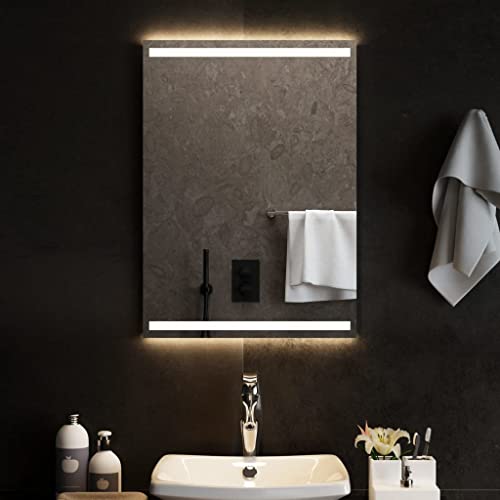 vidaXL LED Badspiegel Beleuchtung Wandspiegel Lichtspiegel Badezimmerspiegel Bad Spiegel Badezimmer Schminkspiegel Hängespiegel 50x70cm