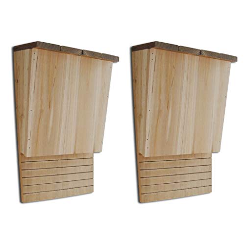 2 Stück Fledermaushaus Fledermauskasten aus Holz für Haus und Garten, 22 x 12 x 34 cm