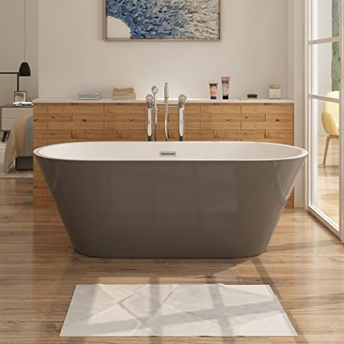 i-flair Freistehende Design Badewanne LUGANO - aus Acryl in 150x75 cm, Farbe Grau-Weiß