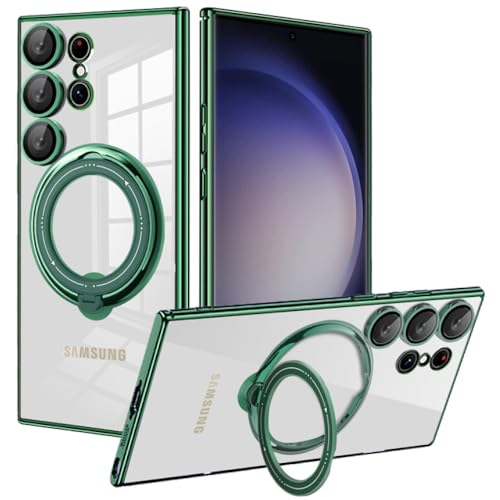 Überzugsring Magnetische transparente Handyhülle für Samsung Galaxy S23 S22 Ultra Plus S20FE A54 A34 A23 A24 A32 A52 A13 A14 Cover, grün, für s20FE