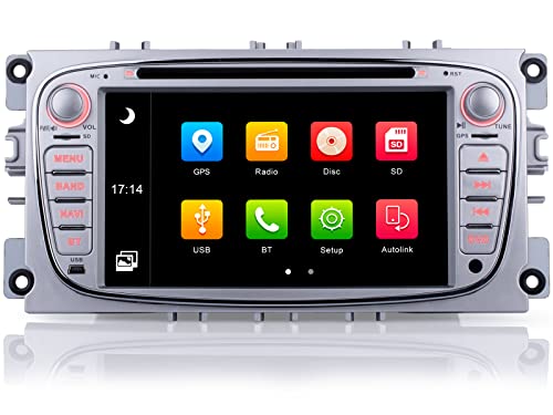 iFreGo 7 Zoll 2 Din Autoradio, Radio mit CD DVD, FM Radio, GPS Navigation, Autoradio Bluetooth, Radio, Radio Für Ford Mondeo Focus (2008-2011), S-Max (2008-2013),unterstützt Lenkradsteuerung