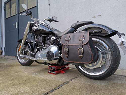 Zeus Black & ORANGE Satteltasche Seitentasche Ledertasche Harley Davidson Orletanos Seitenkoffer Gepäcktasche Leder HD