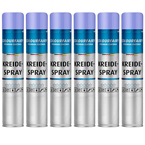 Colourfairy Kreidespray Sprühdose für Markierarbeiten weiß 6 x 750ml Sprühkreide Markierungsspray