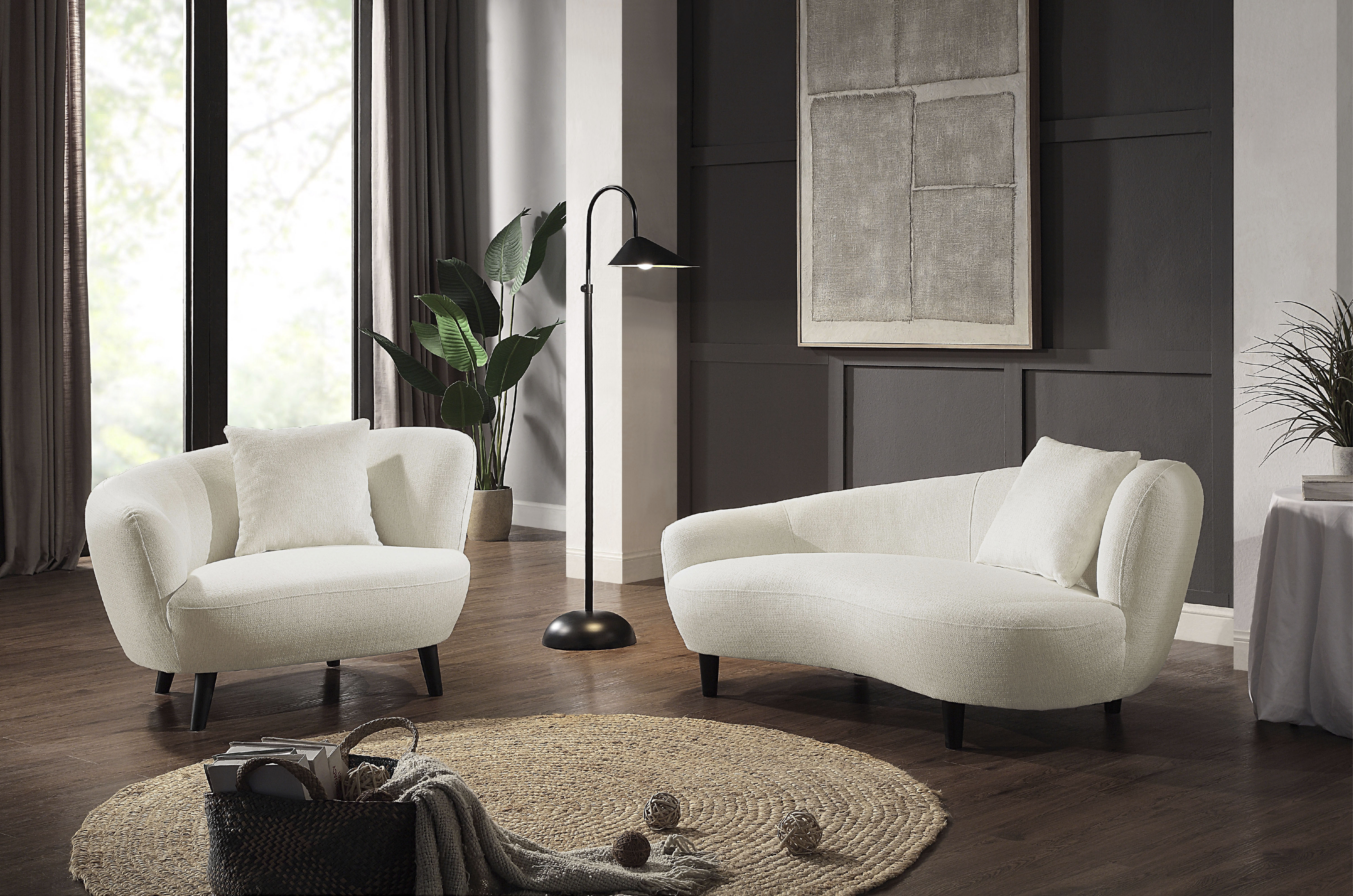 ATLANTIC home collection Loungesessel, Nierenform-Sessel mit Zierkissen im Originalbezug