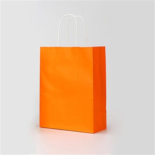 Geschenktüten 10/20 Stück Farbe Kraftpapier Tasche mit Griffe Festival Geschenk Tasche Einkaufstaschen Präsenttüten (Color : Orange, Size : 32X25X11CM_20PCS)