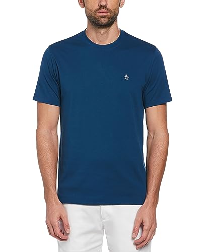 ORIGINAL PENGUIN Herren Cont Embro T-Shirt mit Pin-Point-Stickerei, Posiedon Blue, XXL