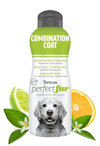Tropiclean PerfectFur Combination Coat Shampoo for Dogs, 16oz - Made in USA - Unique Breed Specific Shed Control & Odor Control Formula for Breeds Like Golden Retrievers - Naturally Derived