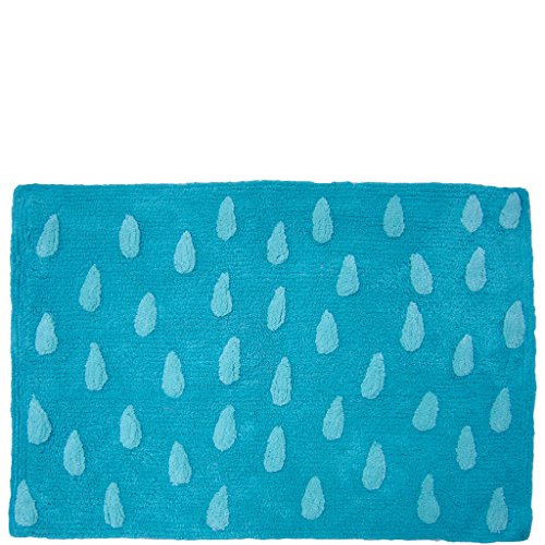 Laroom 11665 Teppich Baumwolle Blaue Regentropfen Regenschirm, Blau