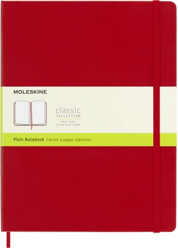 Moleskine - Klassisches Blanko Notizbuch - Hardcover mit Elastischem Verschlussband - Farbe Scharlachrot - Größe A4 19 x 25 cm - 208 Seiten
