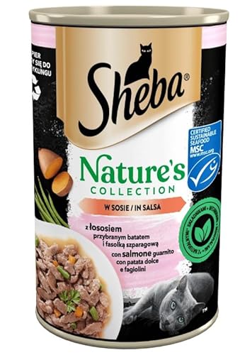 Sheba Katzenfutter Nassfutter Nature's Collection in Sauce mit Lachs garniert mit Süsskartoffel und grünen Bohnen Feine Vielfalt 12 Dosen (12 x 400g)