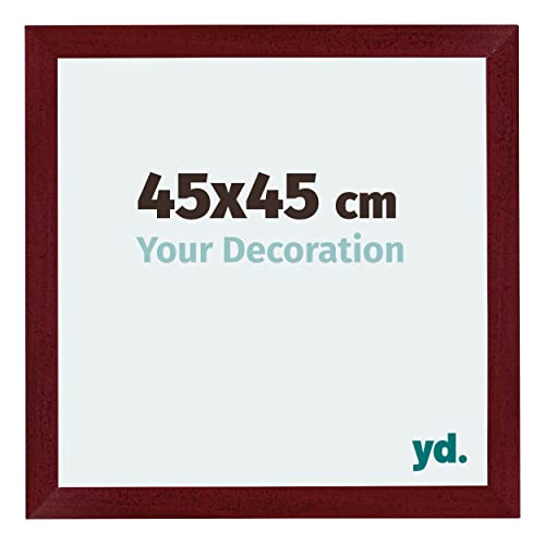 yd. Your Decoration - Bilderrahmen 45x45 cm - Fotorahmen von MDF mit Acrylglas - Antireflex - Ausgezeichneter Qualität - Weinrot Gewischt - Mura