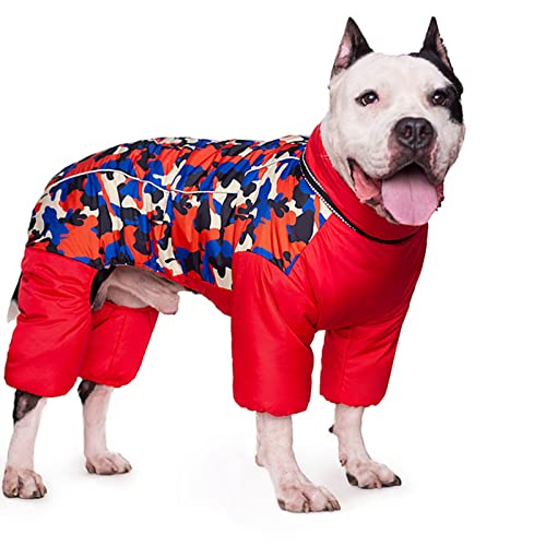 TOBILE Hundekleidung Winter Hundejacke Haustierkleidung Super Warm Große Hundejacke Dicker Baumwollmantel Wasserdichter Hundeoverall - Rot, 24