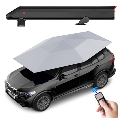 SN-XBDP Vollautomatischer Auto-Sonnenschutz, 3,8 m Lange Mobile Auto-Markise, Sonnenschutz/Regenschutz/Wärmeisolierung, Faltbarer Carport, geeignet für Verschiedene Modelle,Silver