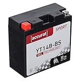 Accurat Motorradbatterie YT14B-BS 12Ah 190A 12V Gel Technologie Starterbatterie in Erstausrüsterqualität zyklenfest sicher lagerfähig wartungsfrei