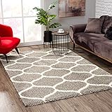 SANAT Madrid Shaggy Teppich - Hochflor Teppiche für Wohnzimmer, Schlafzimmer, Küche - Morocco Grau, Größe: 160x230 cm