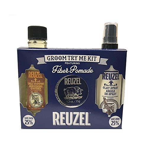 Reuzel Fiber Set - Groom Try Me Kit - Fiber Pomade - Haarstylingset & Reiseset: Fiber Pomade 35g, Daily Shampoo 100ml, Clay Spray 100ml