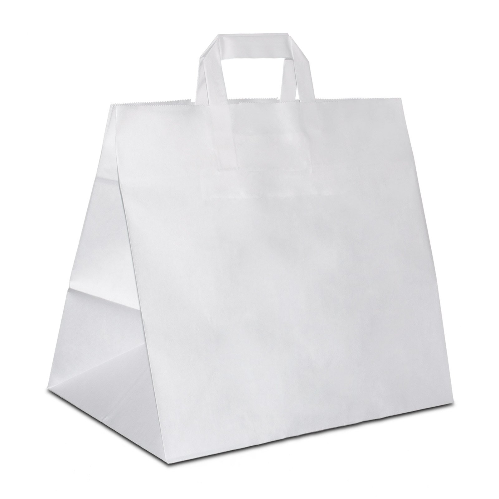 HUTNER 50 x Bäckertüten weiß 26+17x25 cm | Papiertüten extra breiter Boden | Konditortaschen Papier | Take Away Tüten
