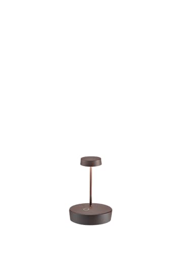 Zafferano, Swap Mini Lampe, Wiederaufladbare und Kabellose Tischlampe mit Touch Control, Geeignet für den Innen- und Außenbereich, Stufendimmer, 2200-3000 K, Höhe 14,8 cm, Farbe Corten