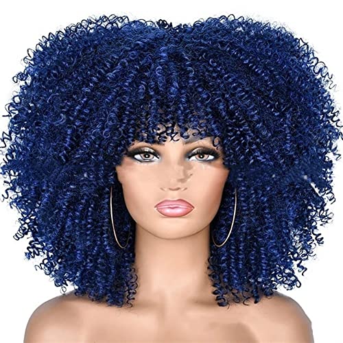 Wig For Women Short Curly Wigs with Bangs Loose Afro Hair Heat Resistant Shoulder Length Wigs Perfect for Daily (Size : 5 Style)