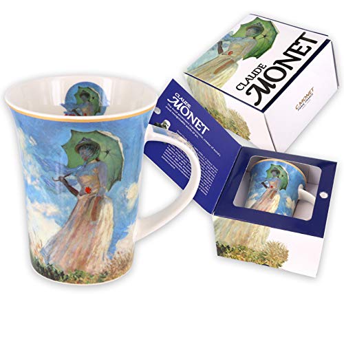 CARMANI - Kaffeetasse oder Teebecher aus Porzellan mit Monet "Frau mit Sonnenschirm" 250 ml