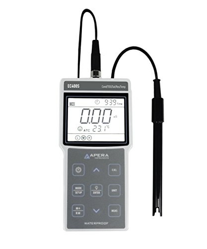 Apera Instruments EC400S tragbares Leitfähigkeits-/TDS-/Salzgehalt-/Widerstand-Messgerät (Temperaturmessung, GLP-Datenverwaltung, USB-Anschluss, 1- bis 4-Punkt-Kalibrierung)