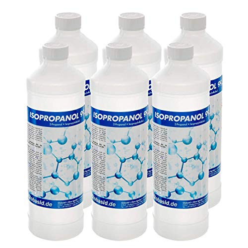 Isopropanol 99,9% 6 x 1l Flaschen Isopropylalkohol 2-Propanol Reinigungsmittel, Lösungsmittel, Fettlöser, Lack- & Farb-Entferner Nagellack-Entferner Oberflächen-Reiniger