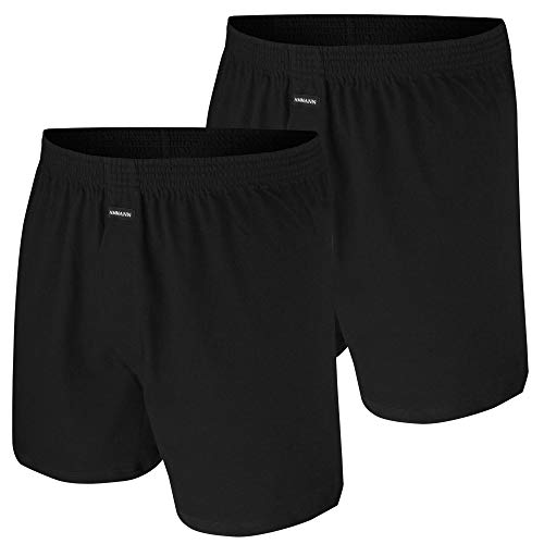 AMMANN ® 2er Pack Boxer Shorts mit Eingriff, Boxershorts, Pants, schwarz (10 / (4XL))