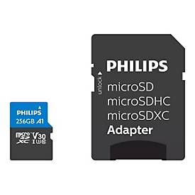 Philips Micro SDXC Karte 256GB, Class 10 UHS-I U3 4K, Adapter