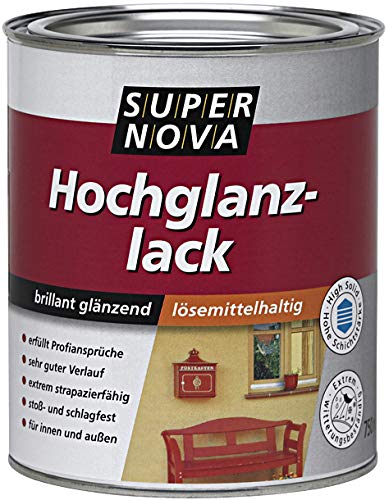 Super Nova Hochglanzlack Lösemittelhaltig Brillant glänzend 0,75 Liter Farbwahl Innen & Außen, Farbe (RAL):RAL 9010 Reinweiß