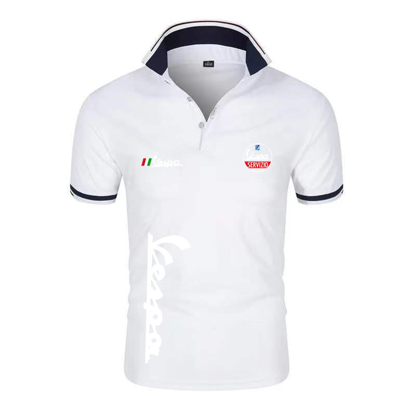 Herren Poloshirt T-Shirt für Servizio Vespa Bedruckte einfarbige Hemden Lässige Reversoberbekleidung Atmungsaktives Jersey mit Knöpfen - Geschenk für Teenager-F||XL