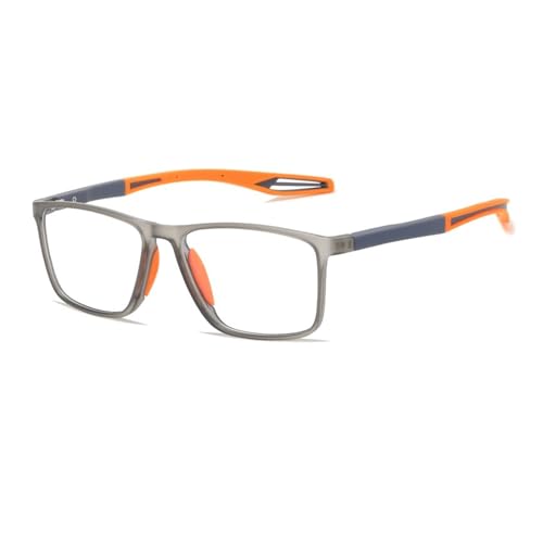 KY1119 Fertige Myopie-Anti-Blaulicht-Flachlicht-modische Brille mit großem Rahmen for Männer und Frauen TR90-Sportrahmen optischer Rahmen (Color : Gray frame, Size : 1.50)