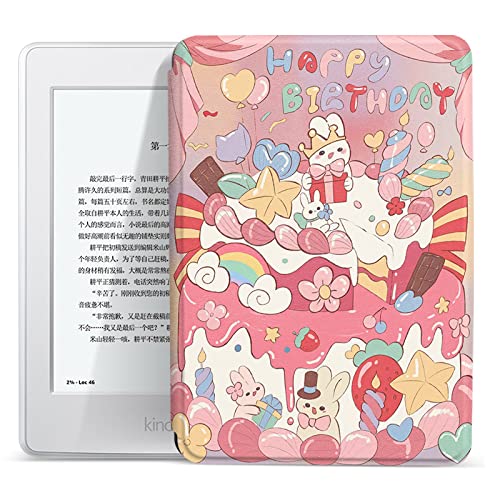 Schutzhülle für Kindle Paperwhite 17,3 cm (6,8 Zoll) Kindle Paperwhite 11. Generation 2021 (Modell: M2L3EK/M2L4EK), Happy Rabbit Print Cover mit automatischer Wake/Sleep-Funktion für Kindle Paperwhite