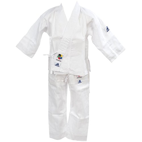 adidas Karateanzug K200E Kids Kinder Judo Anzug (inkl. Gürtel), Weiß, 100/110