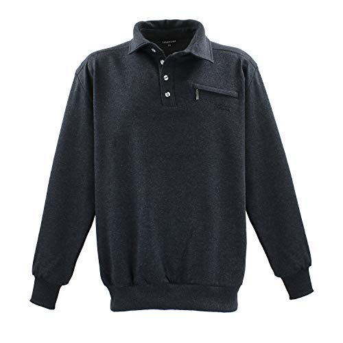 Lavecchia Übergrößen Sweatshirt Herren Langarmshirt Langarm Polo Shirt Poloshirt LV-705S (Anthrazit, 5XL)
