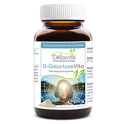 CELLAVITA D-Galactose Vita Pulver ( >98% hochrein ) | D-(+)Galactose | natürlicher Einfachzucker Zucker (200g)