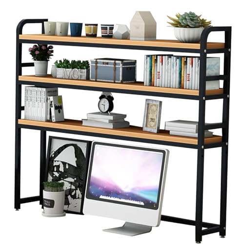 Kamnik 3-stufiges Desktop-Bücherregal für Computertisch – verstellbares Desktop-Organizer-Rack, Mehrzweck-Bücherregal auf der Arbeitsplatte aus Holz und Metall, für Schreibtischaufbewahrung im Büro