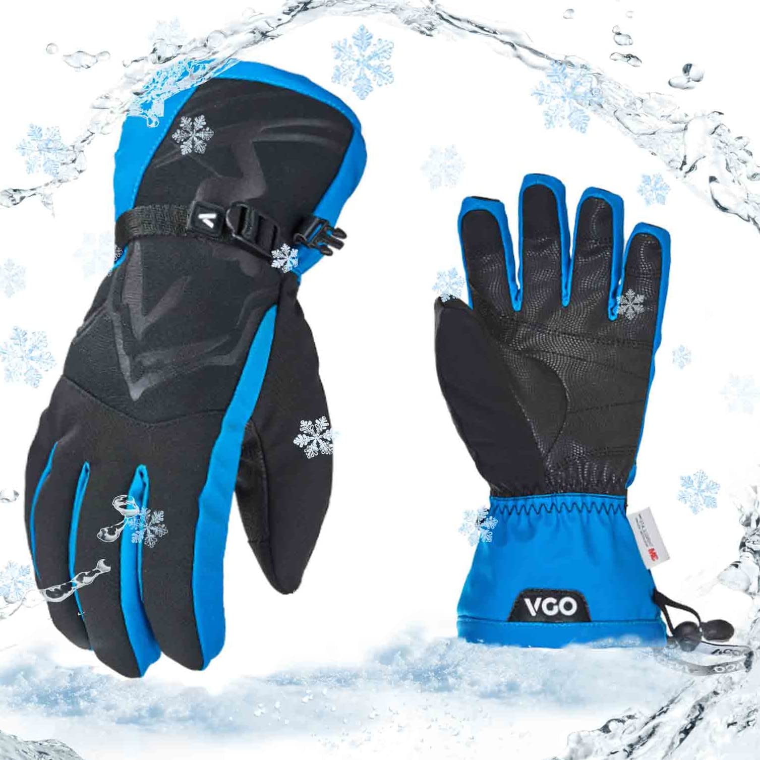 Vgo SL2466FW, warme Ski-Handschuhe für Herren, Winter-Schneehandschuhe, Outdoor-Handschuhe, 3M Thinsulate, wasserdicht, 1 Paar