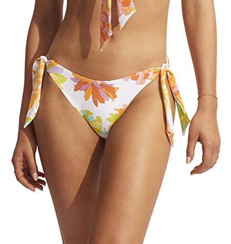 Seafolly W Palm Springs Tie-Side Pant Orange-Weiß, Damen Bikini-Hose, Größe AUS 14-EU 40 - Farbe Limelight